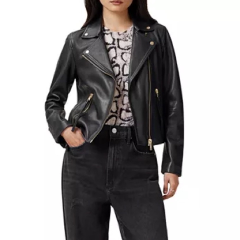 Allsaints Dalby Slim Fit Leather Biker Jacket